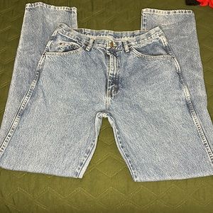 regular fit dark wash wranglers
